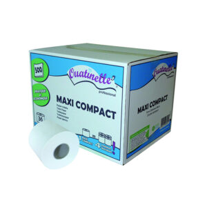 Papier hygiénique - Lisse - 500 formats - Laize 9,2 cm - Maxi Compact 1 = 4