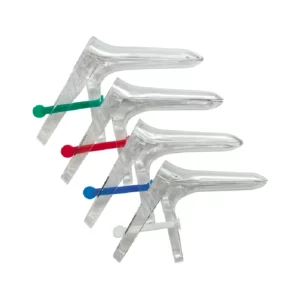 spéculum vaginaux gynécologie bleu, vert, blanc et rouge