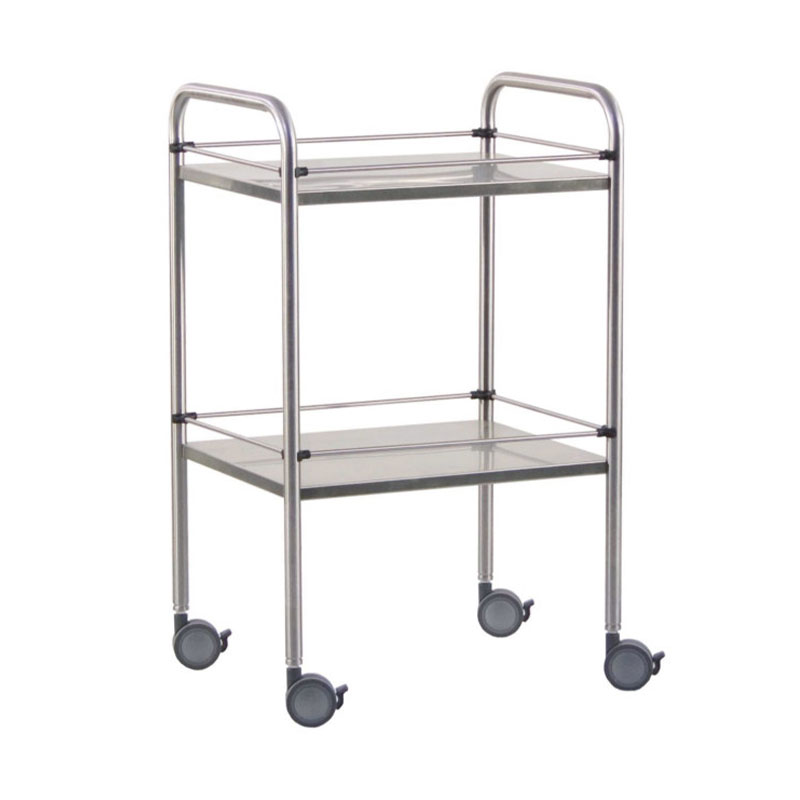 Guéridon en inox deux plateaux