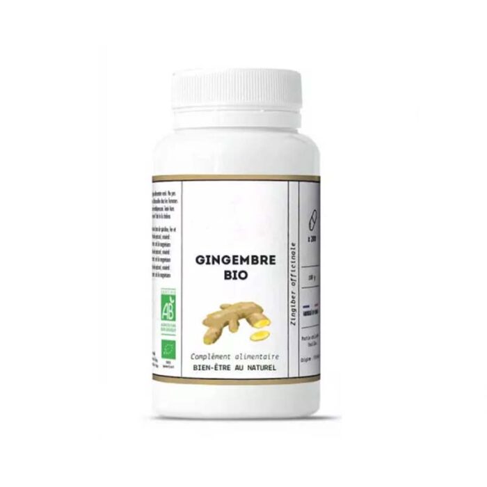 Gingembre Bio Complément Alimentaire – 120 Gélules – Fabriqué En France – Anti-Fatigue & Digestion