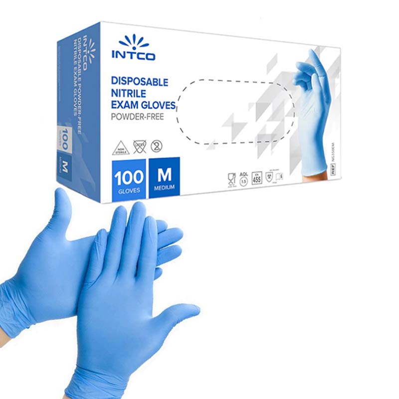 Gants en Nitrile - Sans Poudre - Intco - Boîte de 100 gants <