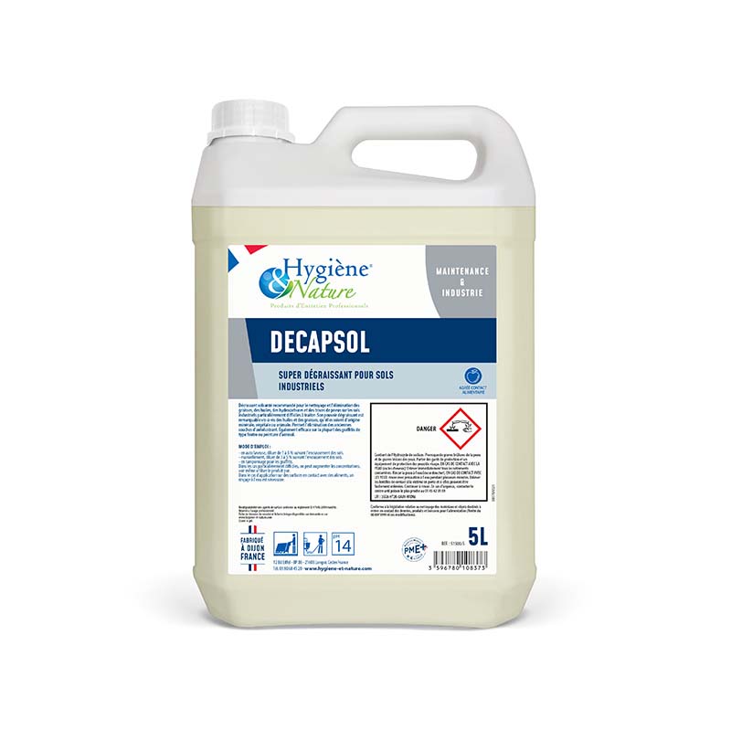 produit d'entretien d'hygiène & nature decapsol super dégraissant pour sols industriels 5l