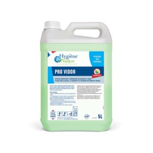 produit d'entretien d'hygiène & nature pro vidor pour le nettoyage désinfectant pour le matériel de collecte de transport ou traitements des ordures ou déchets 5l