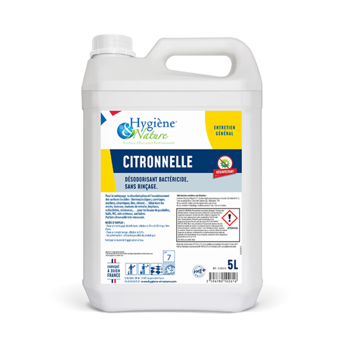 Bidon 5L de Désodorisant Bactéricide Citronnelle