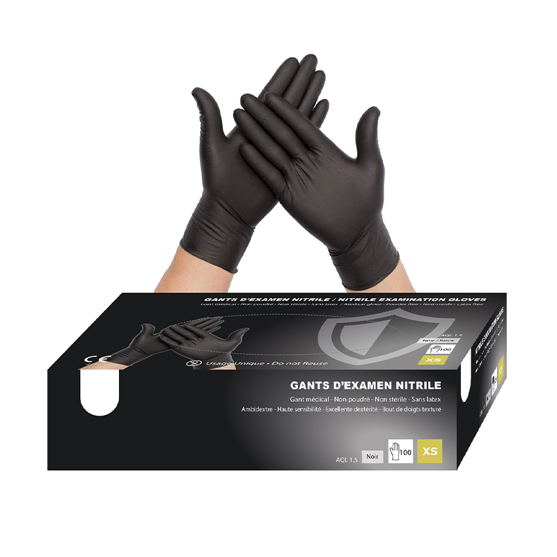 Gants nitrile noir texturé XS