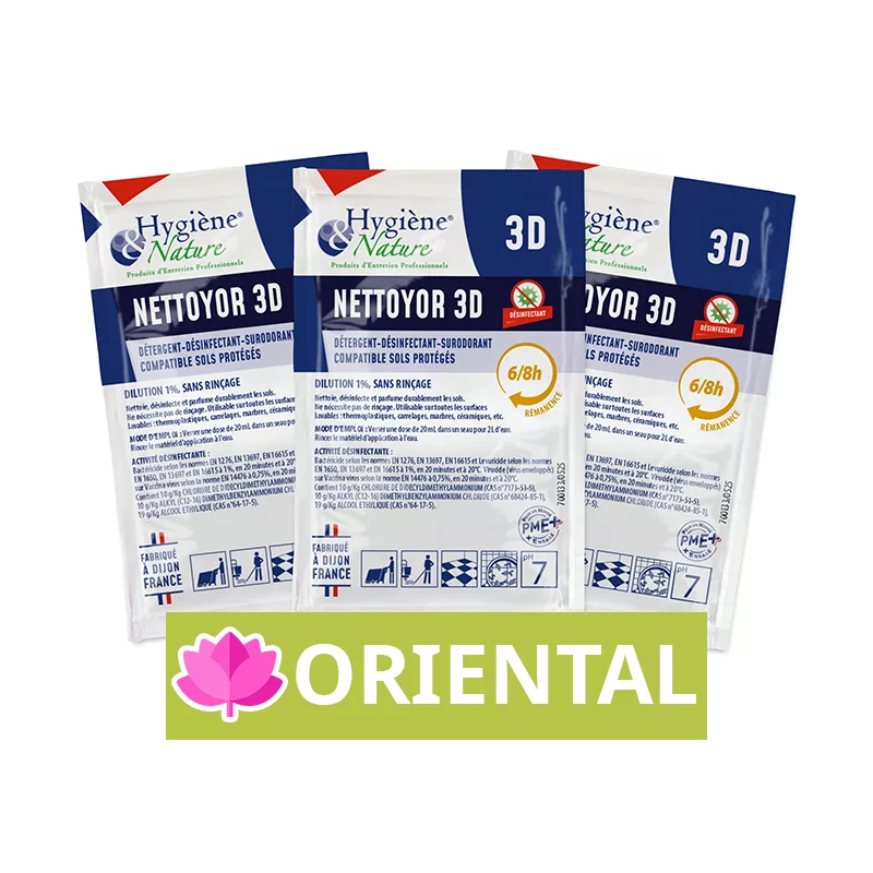 Nettoyor 3D Oriental de 250 doses de 20ml, désinfectant pour sols et surfaces