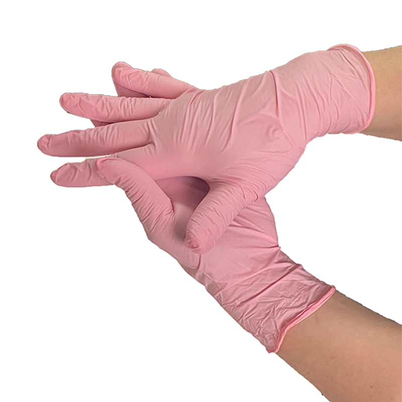 Gants en nitrile rose