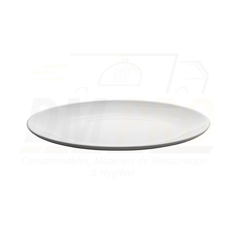 Assiette ovale melamine blanche réutilisable profil