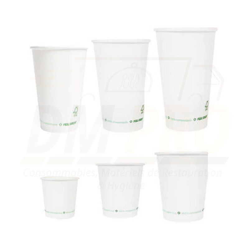 Gobelets carton personnalisable plastic free blanc