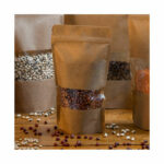 sachet fenêtre 250g remplit sur une table