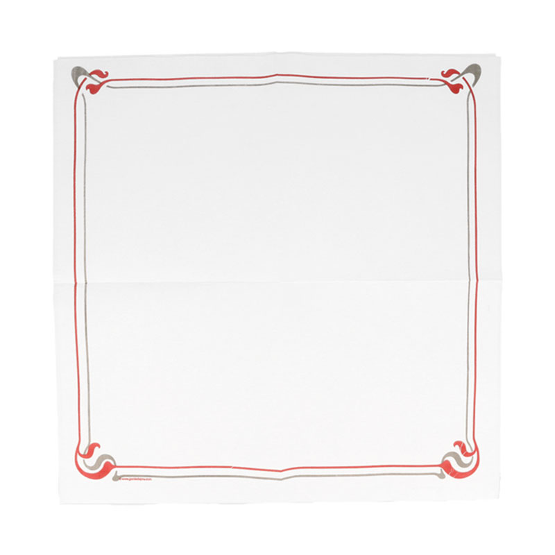 Serviette en pure cellulose ouate bordeaux et gris 2 plis 40x40 cm taille max