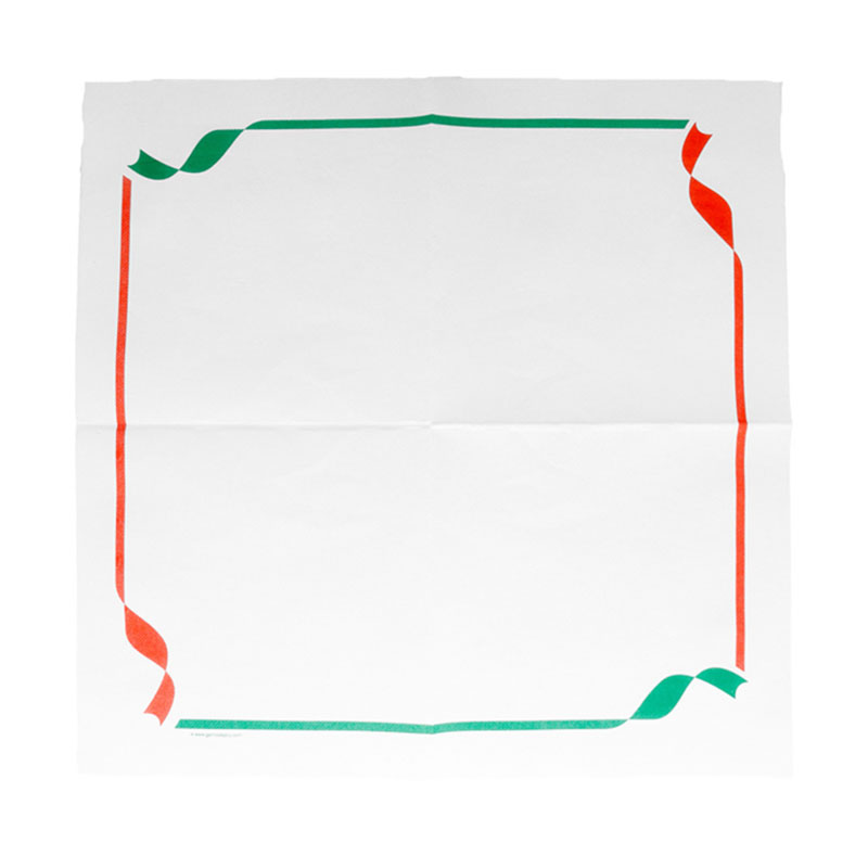 Serviette en pure cellulose ouate vert et rouge 2 plis 40x40 cm déplié