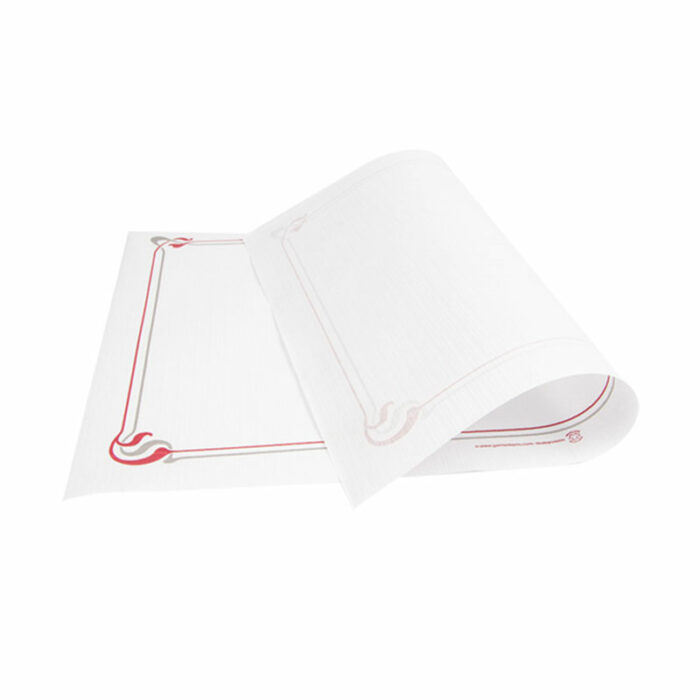 set de table rectangulaire en cellulose pure ouate bordeaux et gris 'Maxim' 2 plis 31x43 cm plié