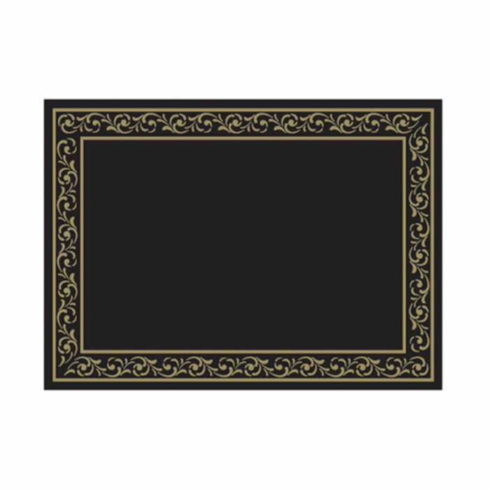set de table rectangulaire en cellulose pure ouate noir et or 'Troya' 2 plis 31x43 cm