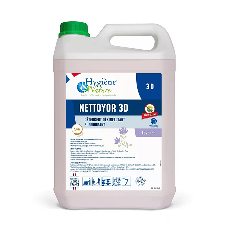 nettoyor-3D-lavande-5L produit d'entretien hygiène & nature nettoyor 3D détergent désinfectant surodorant lavande