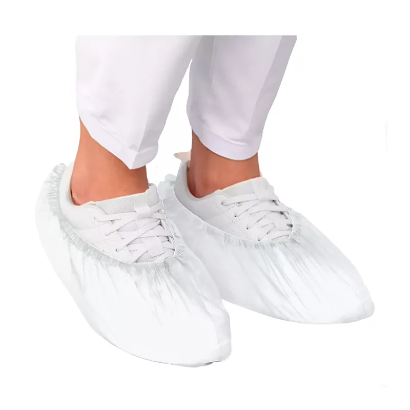 sur-chaussure renforcé blanc en polyéthylène jetable conditionné en 100 unités