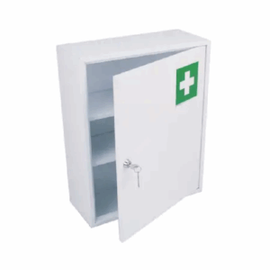 armoire à pharmacie blanche avec 1 porte avec serrure