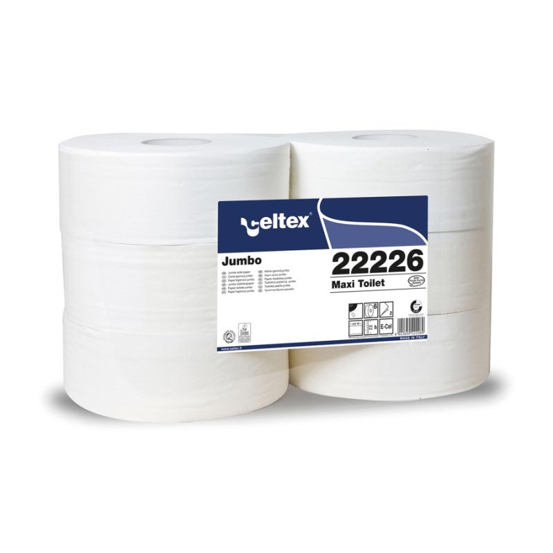 Papier hygiénique pour toilette maxi jumbo de celtex et Ecolabel européen. 2 plis, 2000 formats et 360 m de rouleau