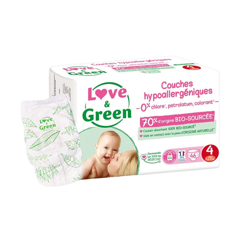 couche pour bébé écologique écolabel Taille 4 supporte un bébé de 7 kg à 14 kg