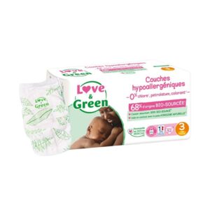 couche pour bébé écologique écolabel Taille 3 supporte un bébé de 4 kg à 9 kg