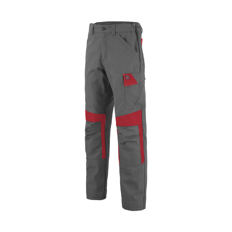 pantalon de travail de couleur gris et rouge industriel