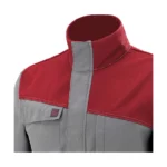 col blouson de travail de couleur gris clair et rouge industriel