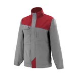 blouson de travail de couleur gris clair et rouge industriel