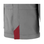 blouson de travail de couleur gris clair et rouge industriel bas