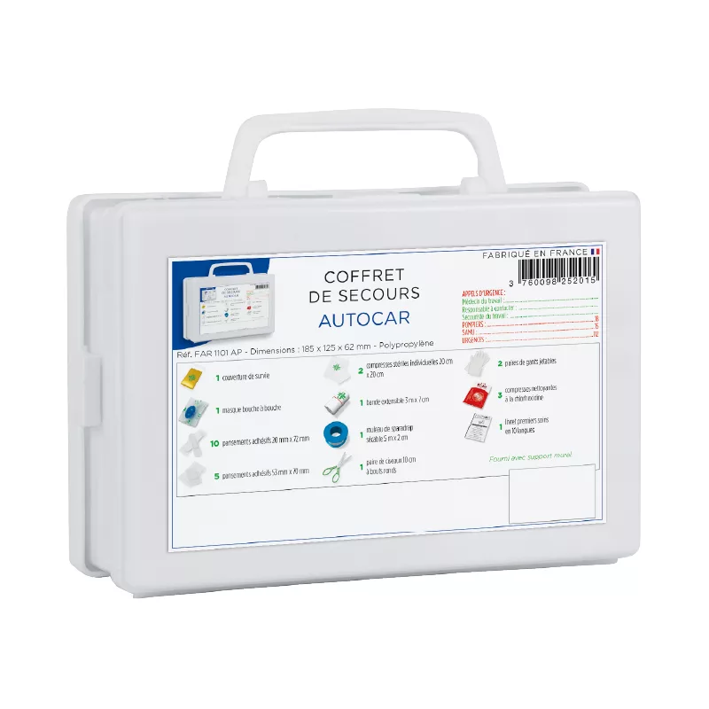 Coffret de secours pour autocar homologué et réglementé