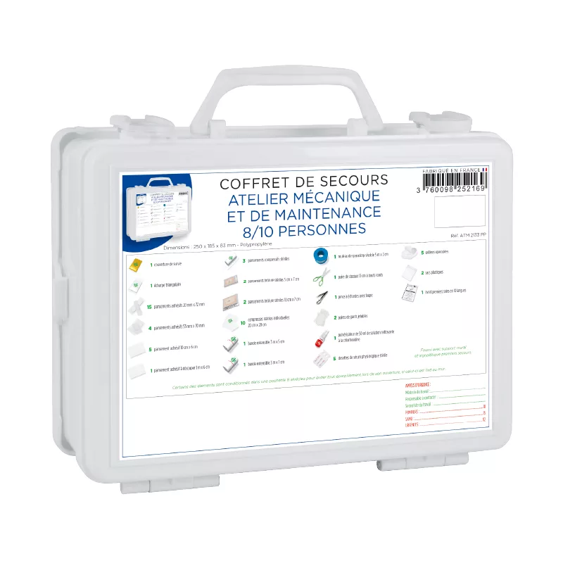 coffret de secours pour atelier mécanique et maintenance 8-10 personnes