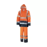 Ensemble de pluie haute visibilité orange/marine HV 150D Oxford enduit PU - EN ISO 20471 Class 3