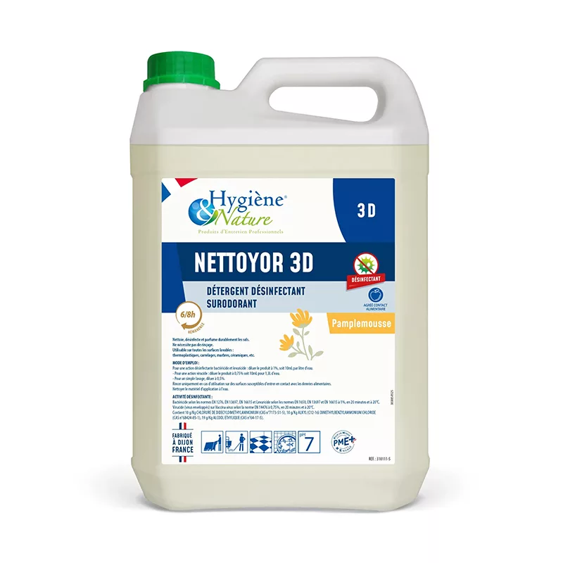 Détergent désinfectant sols et surface Nettoyor 3D pamplemousse 5L