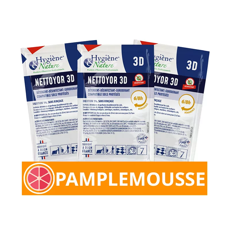 Nettoyor 3D pamplemousse de 250 doses de 20ml, désinfectant pour sols et surfaces