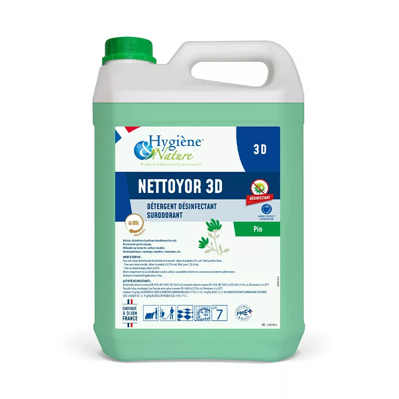 Détergent désinfectant sols et surface Nettoyor 3D pin 5L