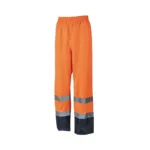 Pantalon de l'ensemble de pluie haute visibilité orange/marine HV 150D Oxford enduit PU - EN ISO 20471 Class 3