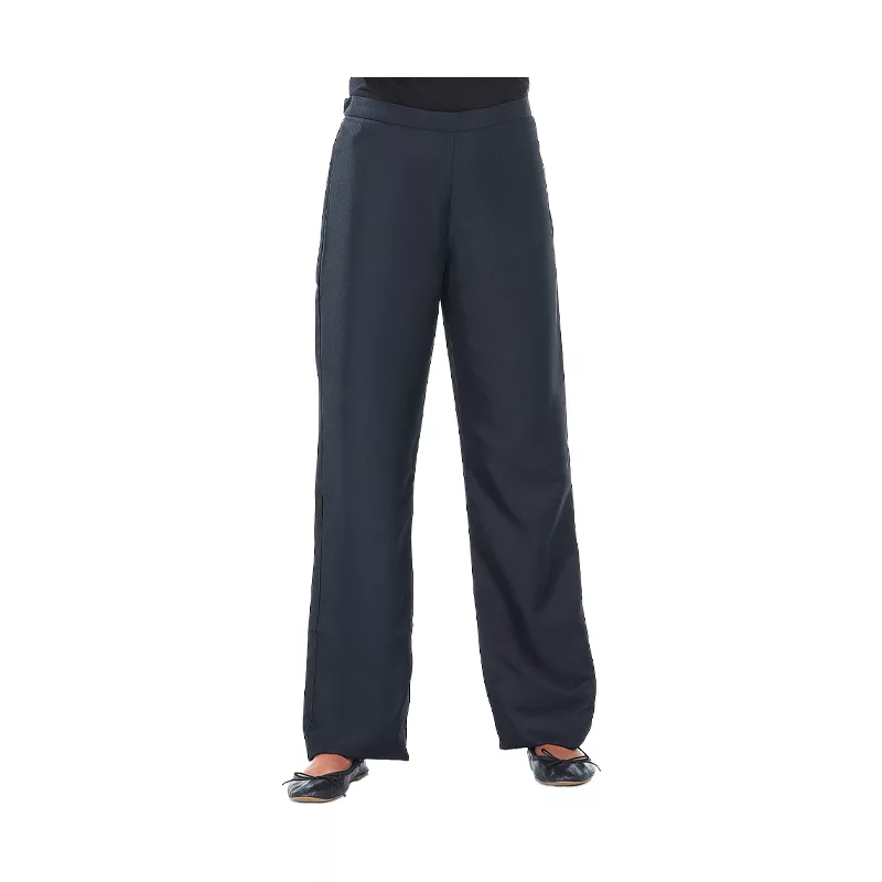 Pantalon femme noir, ceinture élastique dos, réglage élastique à boutonnière, fermeture ZIP côté gauche, sans poche, bas fini, longueur d'entrejambe 82 cm