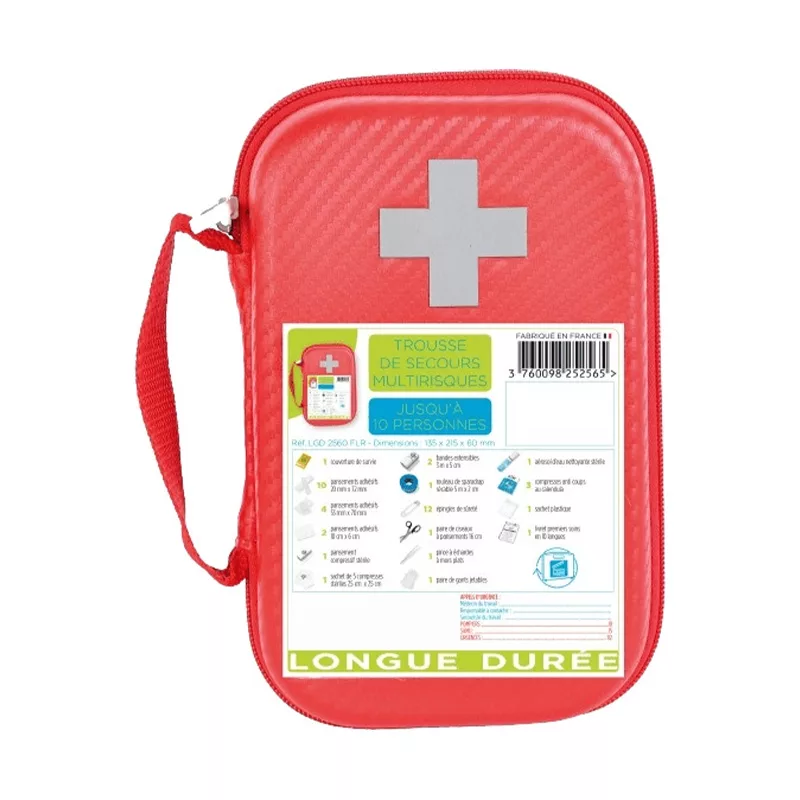 trousse de secours longue durée en PU orange et croix rétro réfléchissante