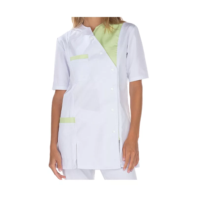 Tunique professionnelle blanche et anis AGATHE pour femme