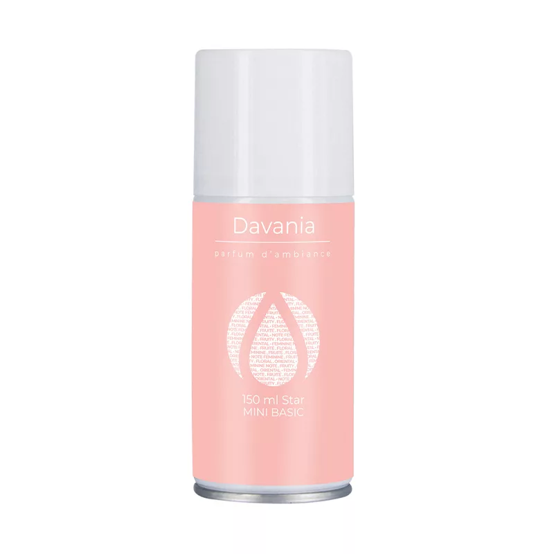 aérosol MiniBasic Davania, recharge désodorisante, parfum Davania élégant, parfum diffuseur ambiance fraîche