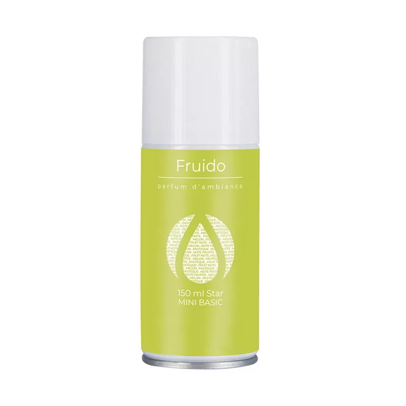 aérosol MiniBasic Fruido, recharge désodorisante agrumes, parfum Fruido, diffuseur automatique senteur fruitée