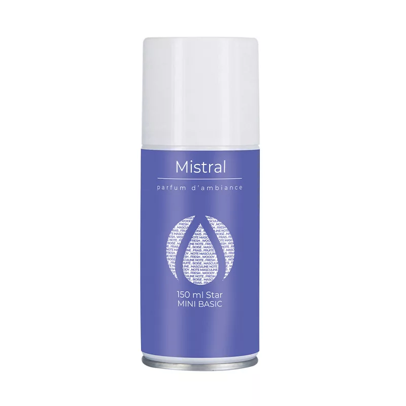 aérosol MiniBasic Mistral, parfum Mistral, recharge désodorisante marine, diffuseur automatique parfum frais