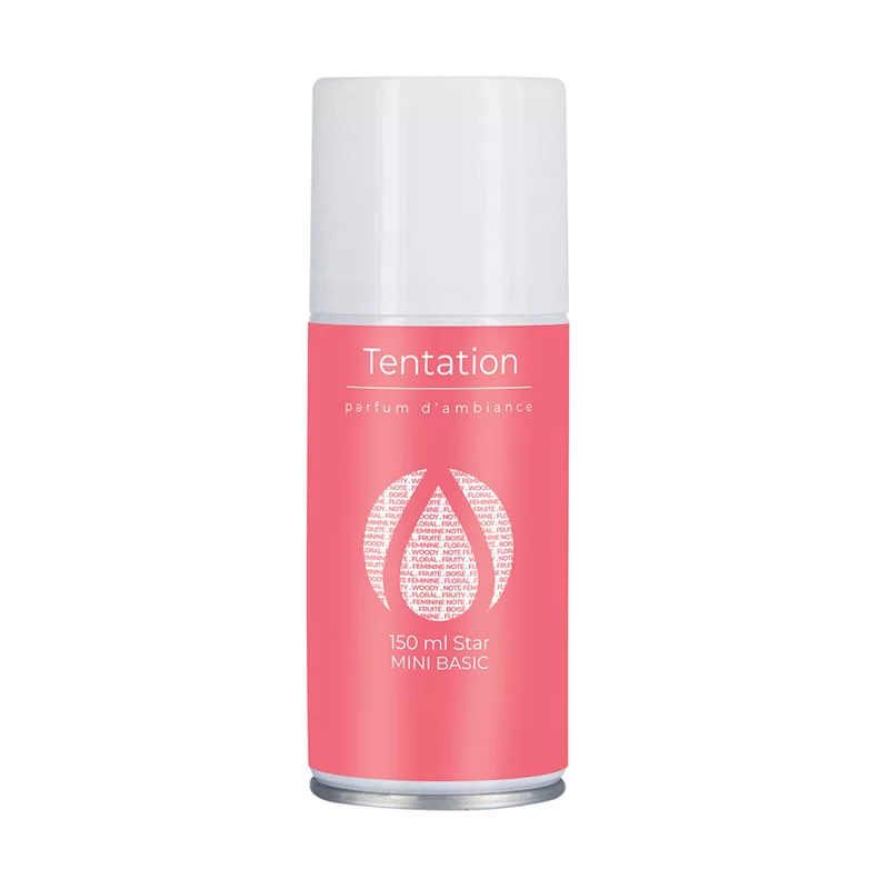 aérosol MiniBasic Tentation, recharge désodorisante fleurie, parfum sensuel, diffuseur automatique parfum féminin
