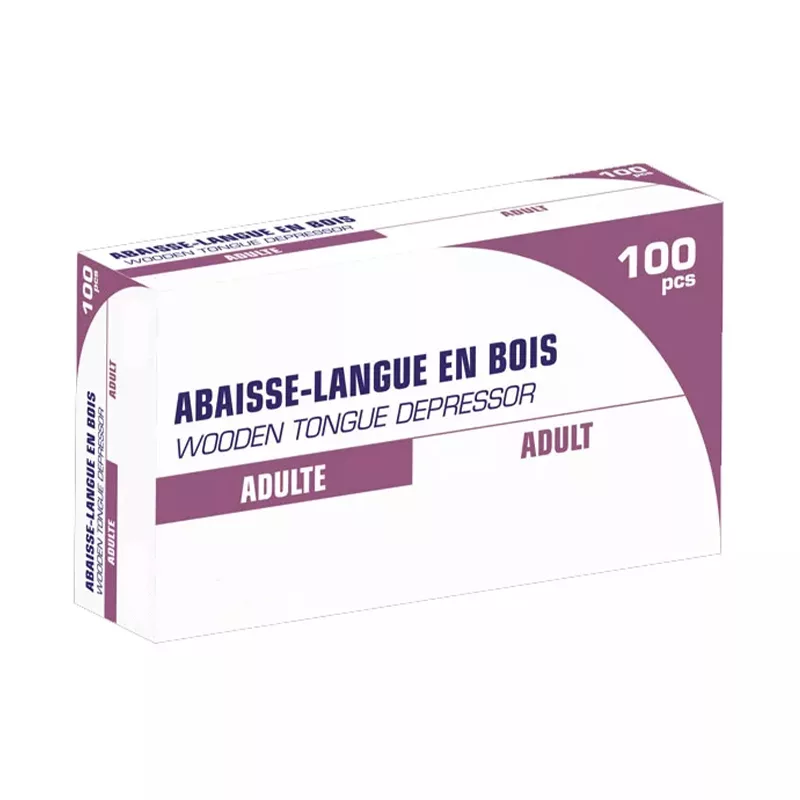 abaisse-langue bois, abaisse langue jetable, abaisse-langue, abaisse-langue adulte, instrument ORL bois, outil examen buccal