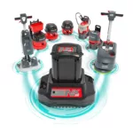 Batterie Lithium Numatic NX300 rouge et noire avec indicateur de charge, SERIE