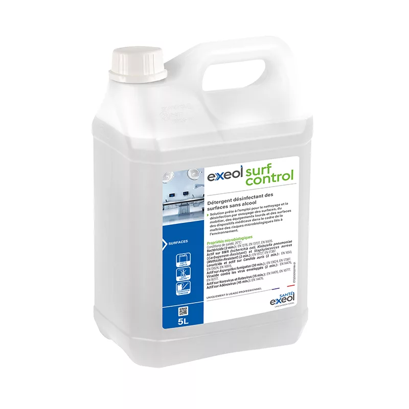 Désinfectant surfaces sans alcool Exeol Surf Control bidon 5L prêt à l'emploi