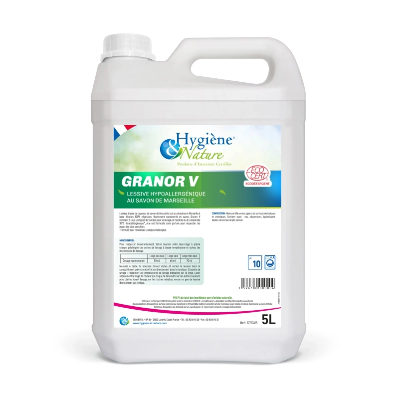 Granor V Lessive hypoallergénique savon de marseille 5L