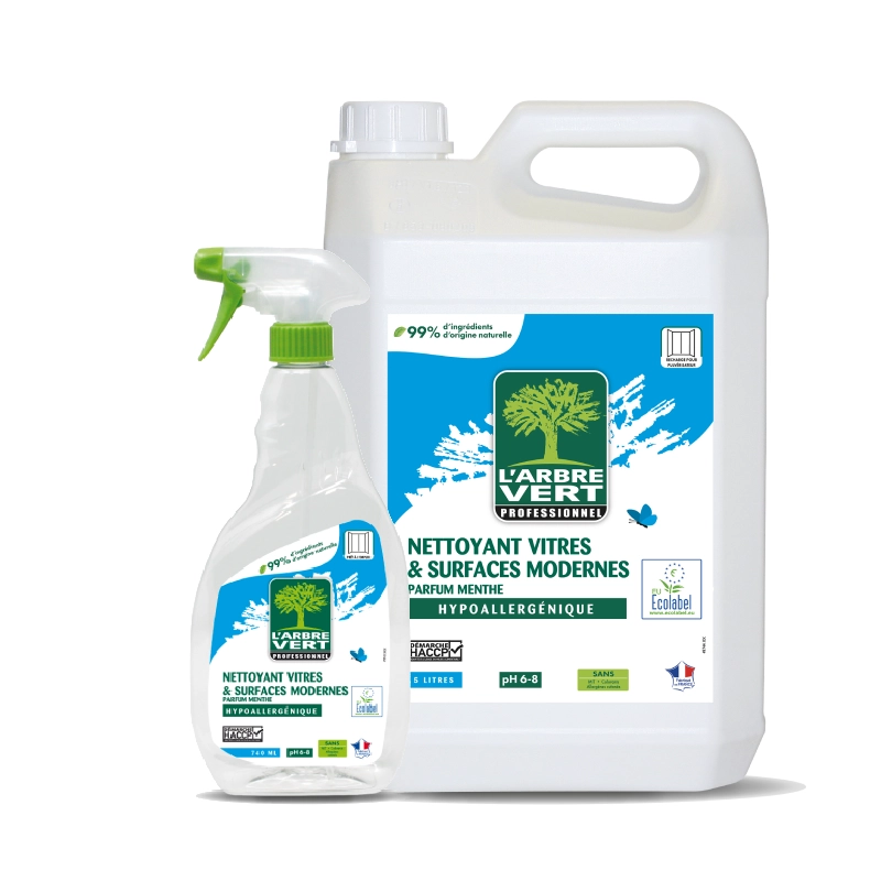 Nettoyant vitres et surfaces modernes Ecolabel L’Arbre Vert Professionnel parfum menthe